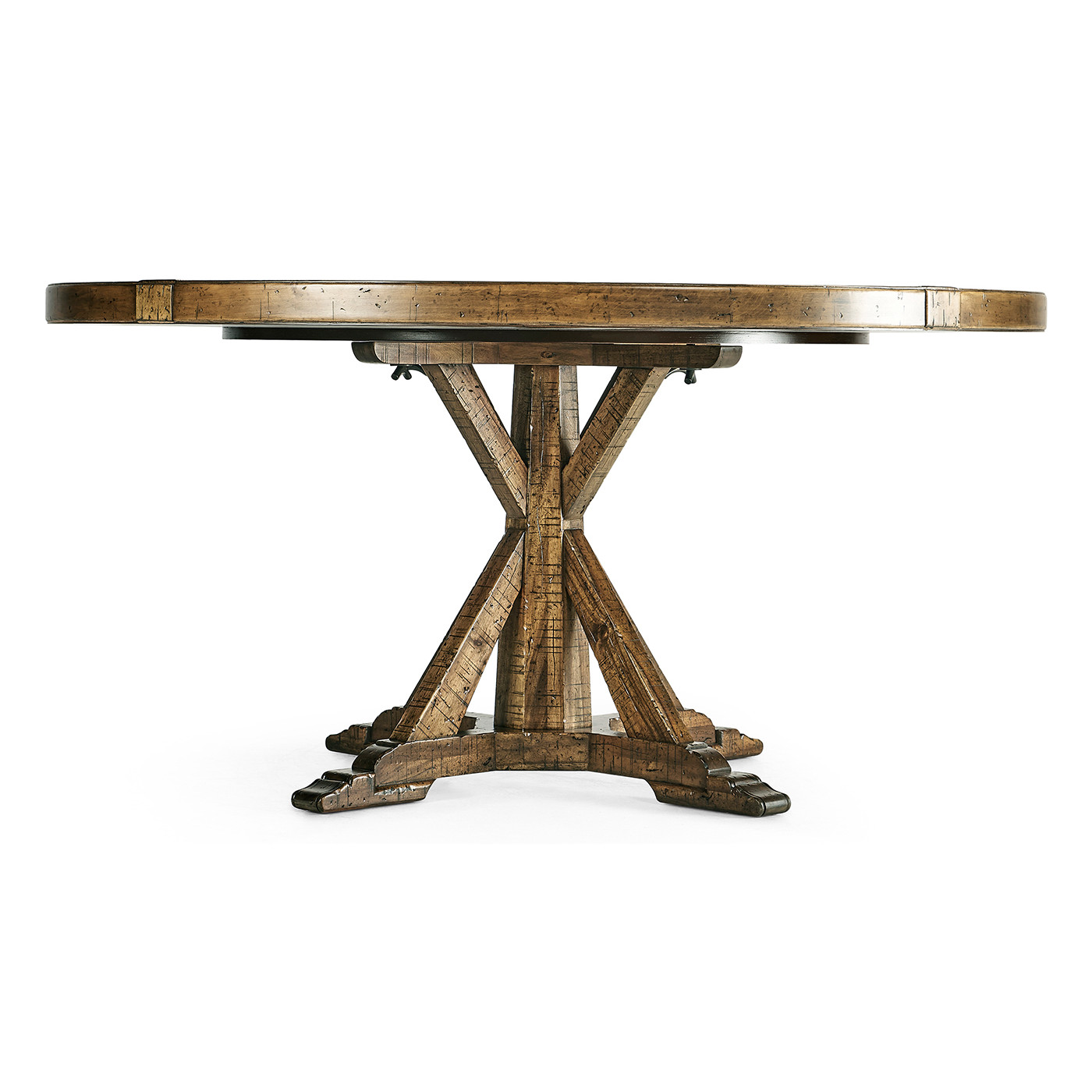 Medium Brown Driftwood Round Dining Table with Inbuilt Lazy Susan 60