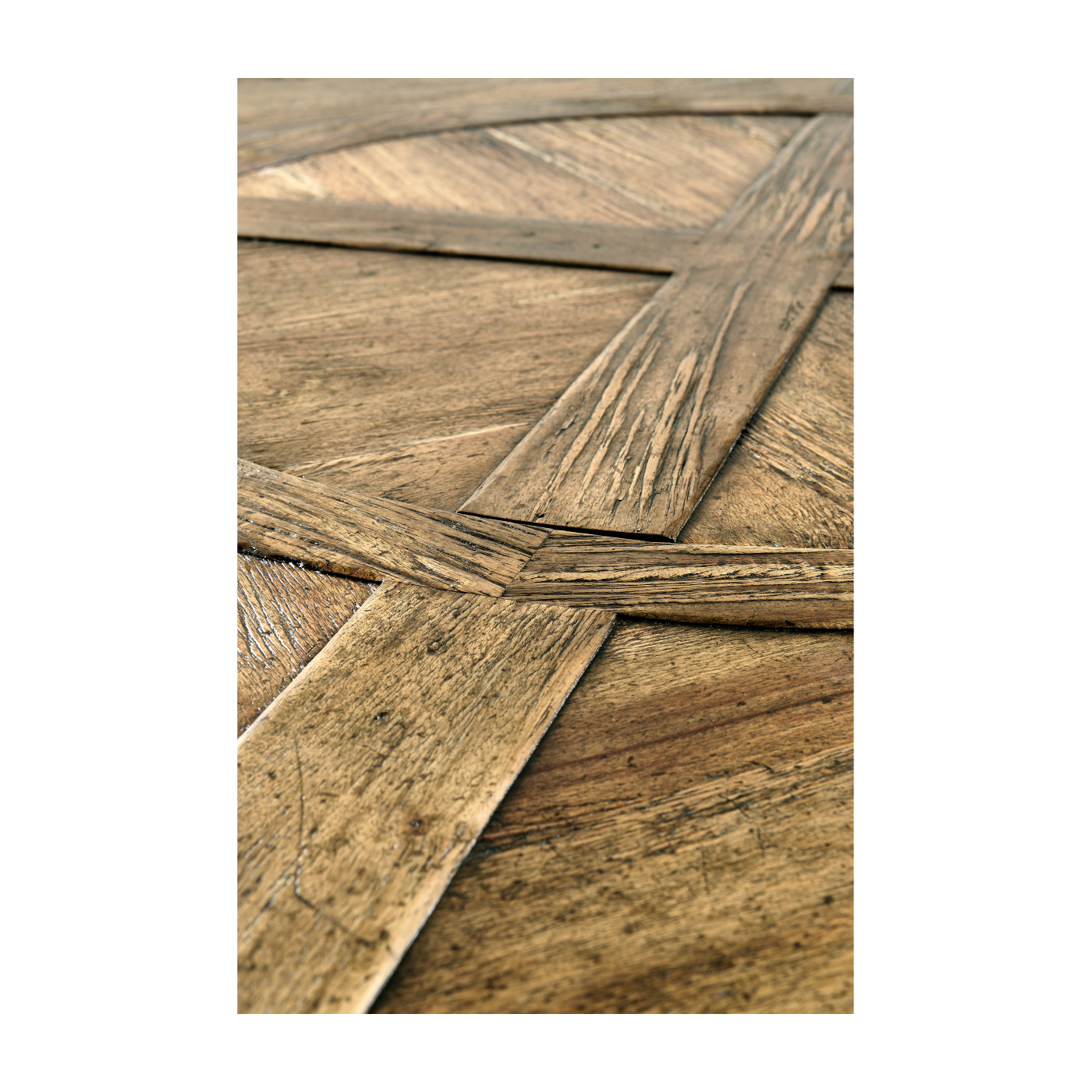 Medium Brown Driftwood Round Dining Table with Inbuilt Lazy Susan 60