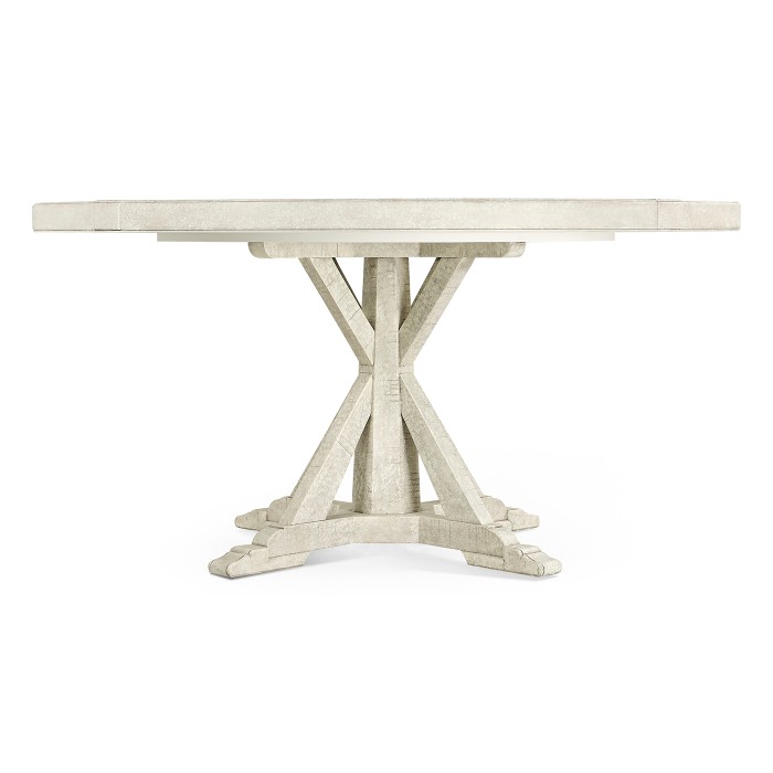 Whitewash Driftwood Round Dining Table with Inbuilt Lazy Susan 60