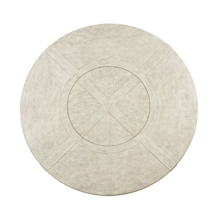 Whitewash Driftwood Round Dining Table with Inbuilt Lazy Susan 60