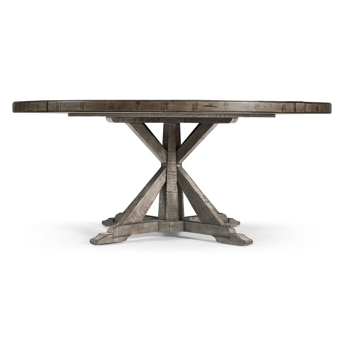 Antique Dark Grey Circular Dining Table with Inbuilt Lazy Susan 72