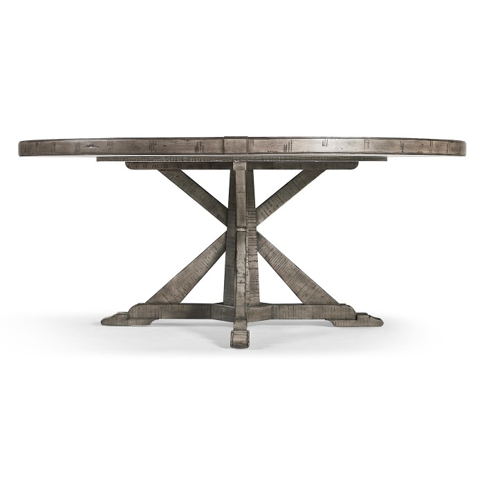 Antique Dark Grey Circular Dining Table with Inbuilt Lazy Susan 72