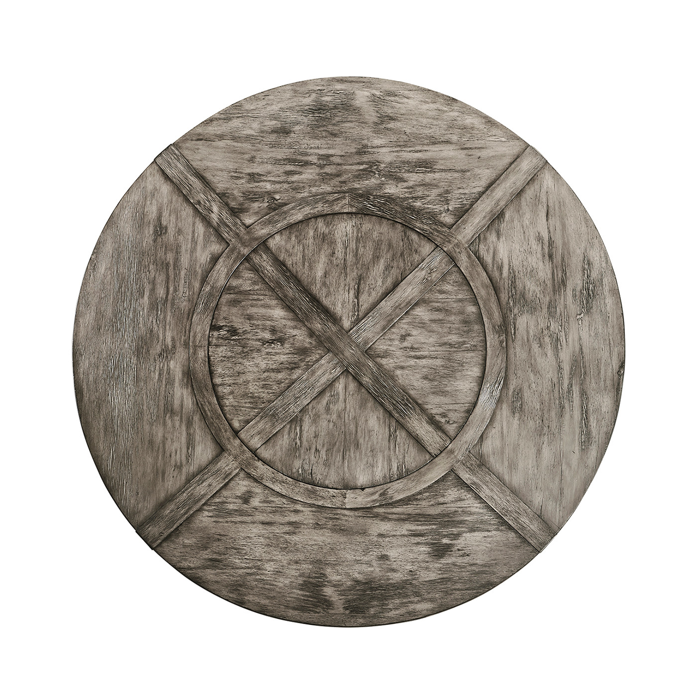 Antique Dark Grey Circular Dining Table with Inbuilt Lazy Susan 72