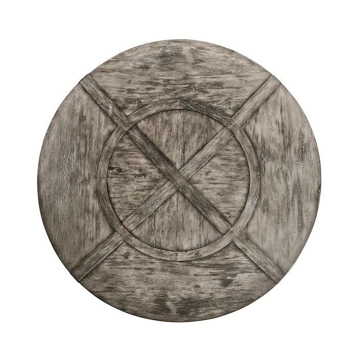 Antique Dark Grey Circular Dining Table with Inbuilt Lazy Susan 72