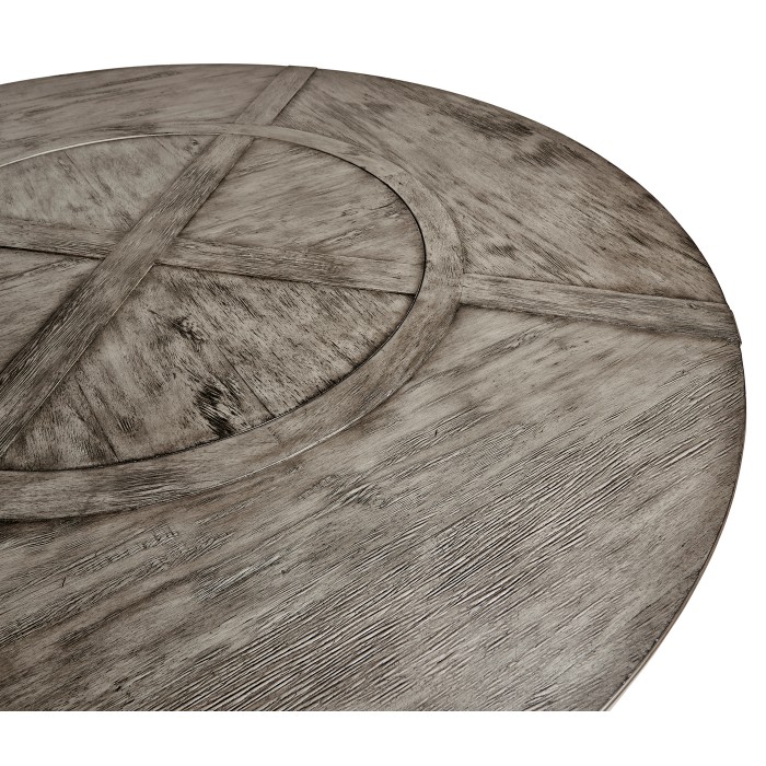 Antique Dark Grey Circular Dining Table with Inbuilt Lazy Susan 72