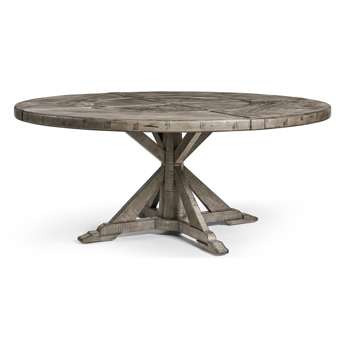 Antique Dark Grey Circular Dining Table with Inbuilt Lazy Susan 72