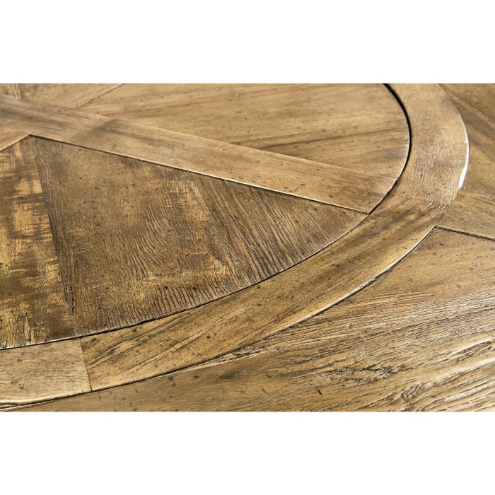 Medium Brown Driftwood Round Dining Table with Inbuilt Lazy Susan 72