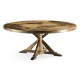 Medium Brown Driftwood Round Dining Table with Inbuilt Lazy Susan 72