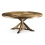 Medium Brown Driftwood Round Dining Table with Inbuilt Lazy Susan 72