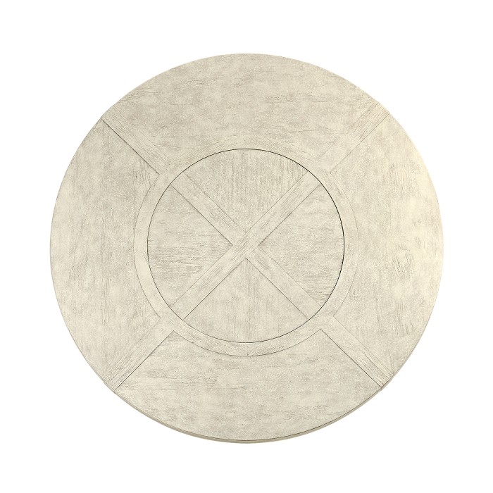 Whitewash Driftwood Round Dining Table with Inbuilt Lazy Susan 72