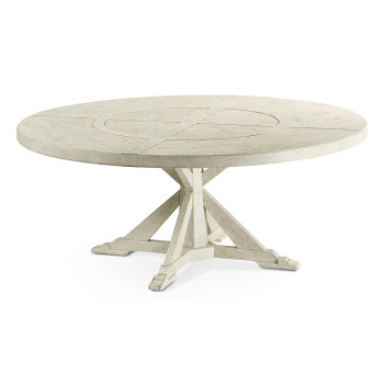 Whitewash Driftwood Round Dining Table with Inbuilt Lazy Susan 72