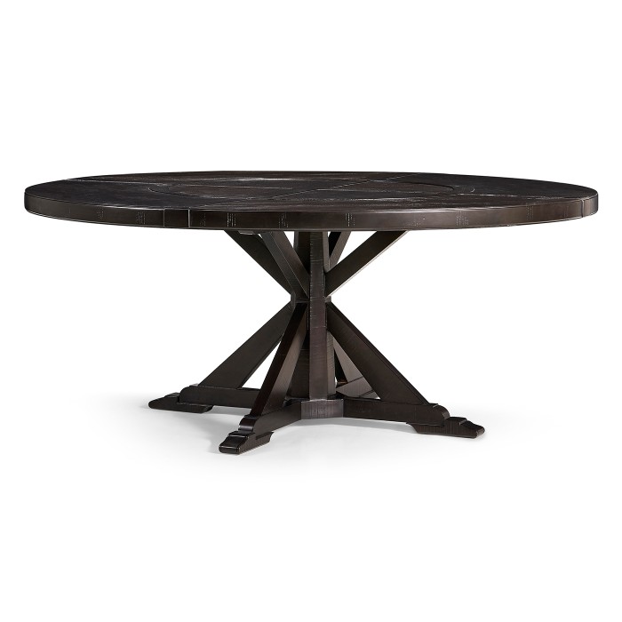 Dark Ale Round Dining Table with Inbuilt Lazy Susan 72
