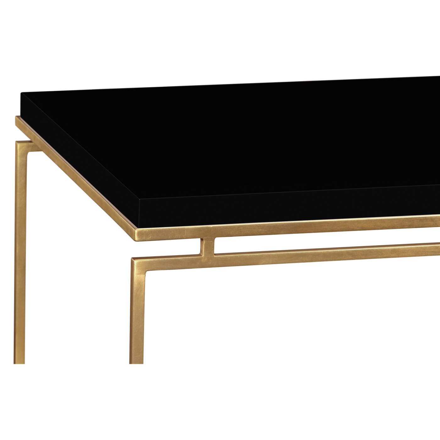 Gilded Iron Rectangular Coffee Table with Smoky Black Top