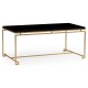 Gilded Iron Rectangular Coffee Table with Smoky Black Top