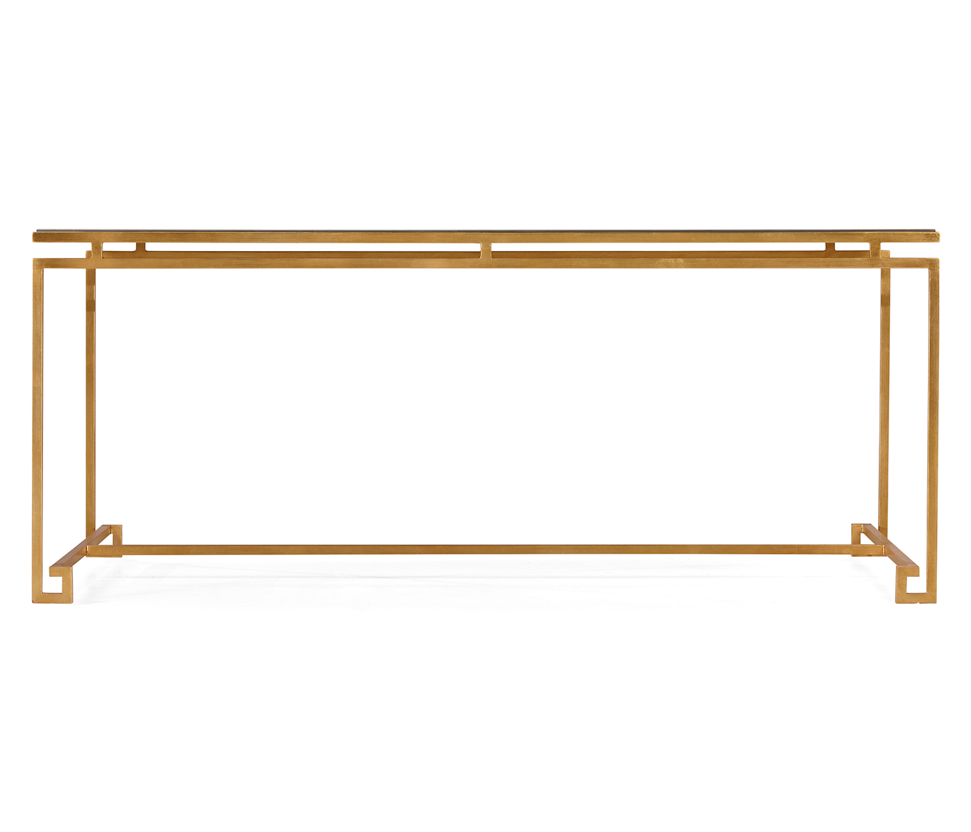 Gilded Iron Rectangular Coffee Table with An Antique Glass Top