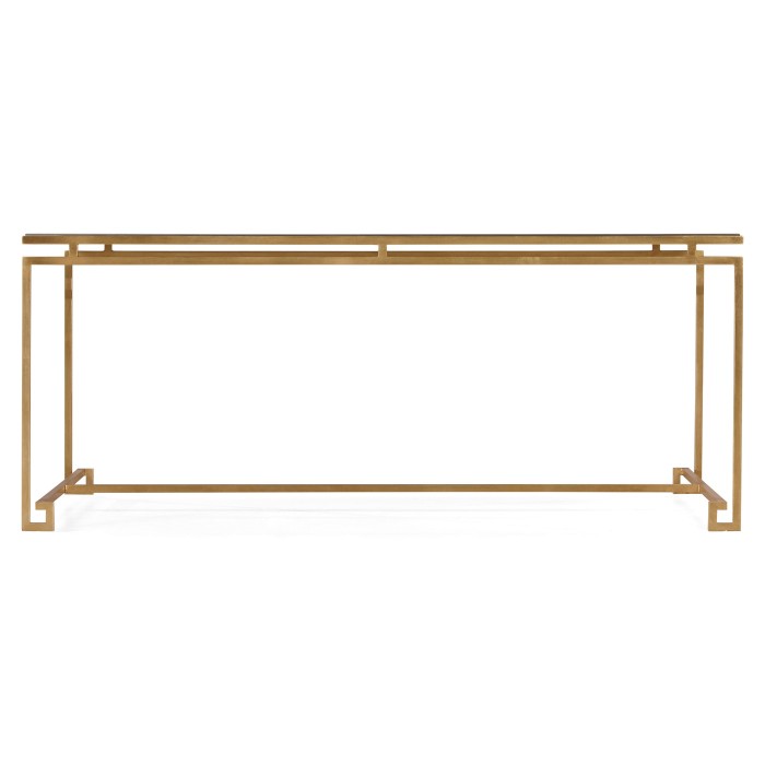 Gilded Iron Rectangular Coffee Table with An Antique Glass Top