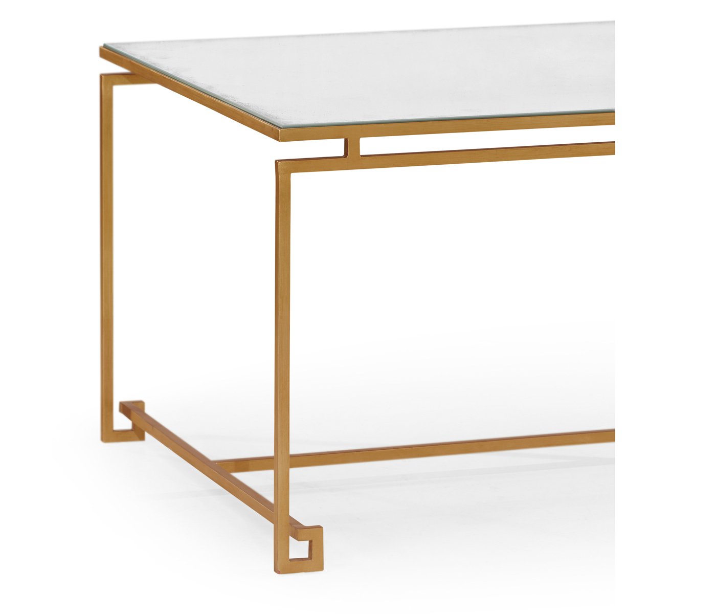 Gilded Iron Rectangular Coffee Table with An Antique Glass Top