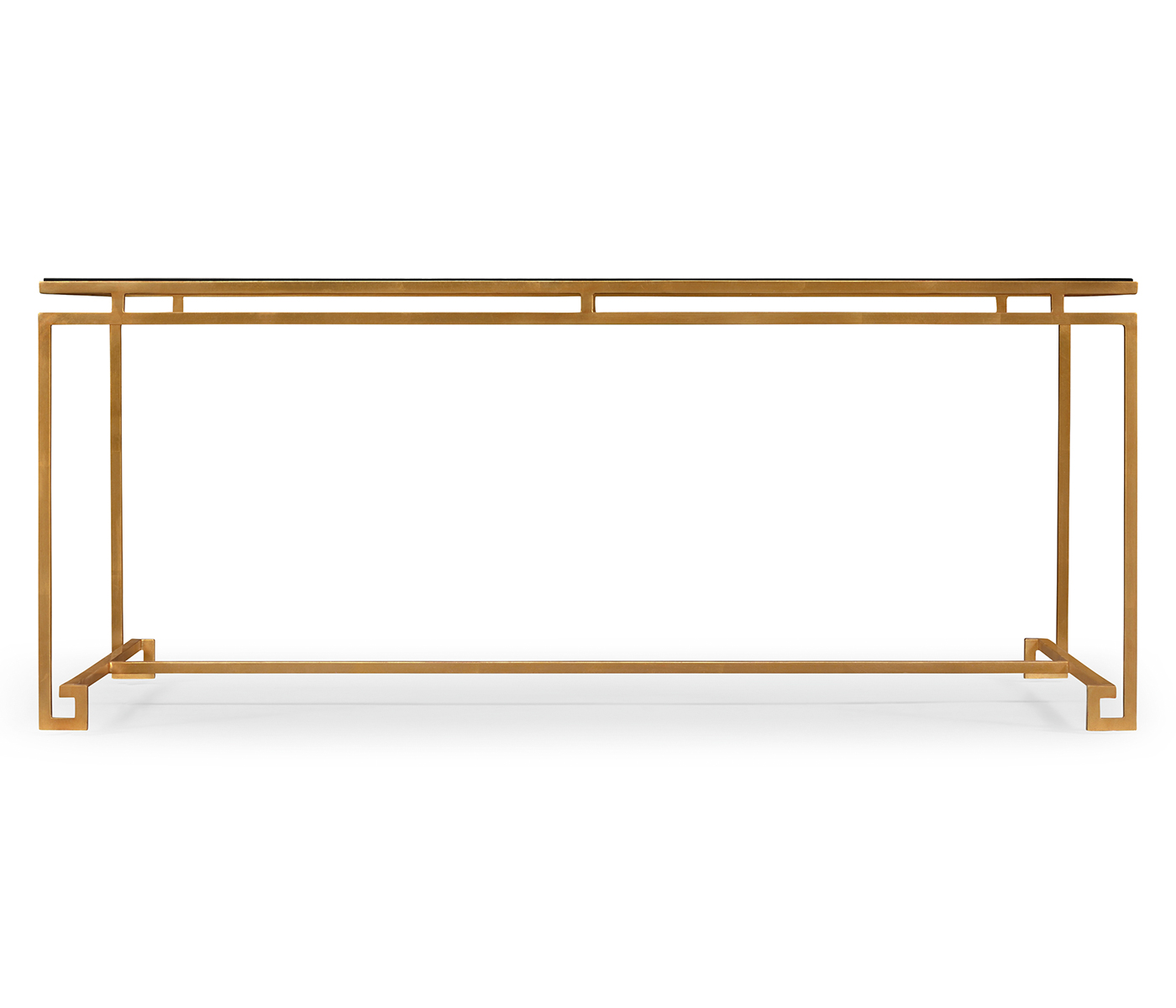 Gilded Iron Rectangular Coffee Table with A Black Glass Top