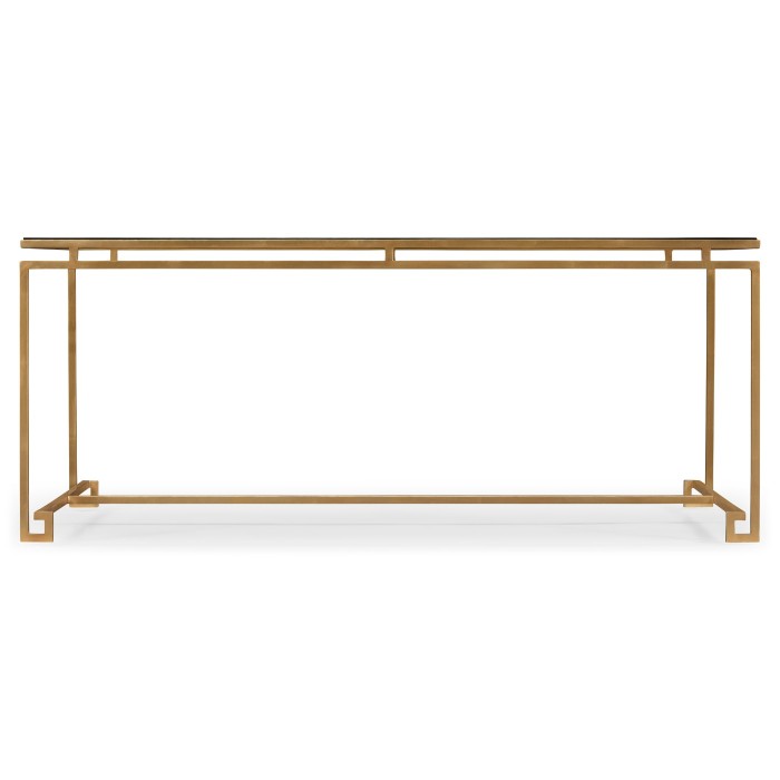 Gilded Iron Rectangular Coffee Table with A Black Glass Top
