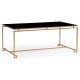 Gilded Iron Rectangular Coffee Table with A Black Glass Top