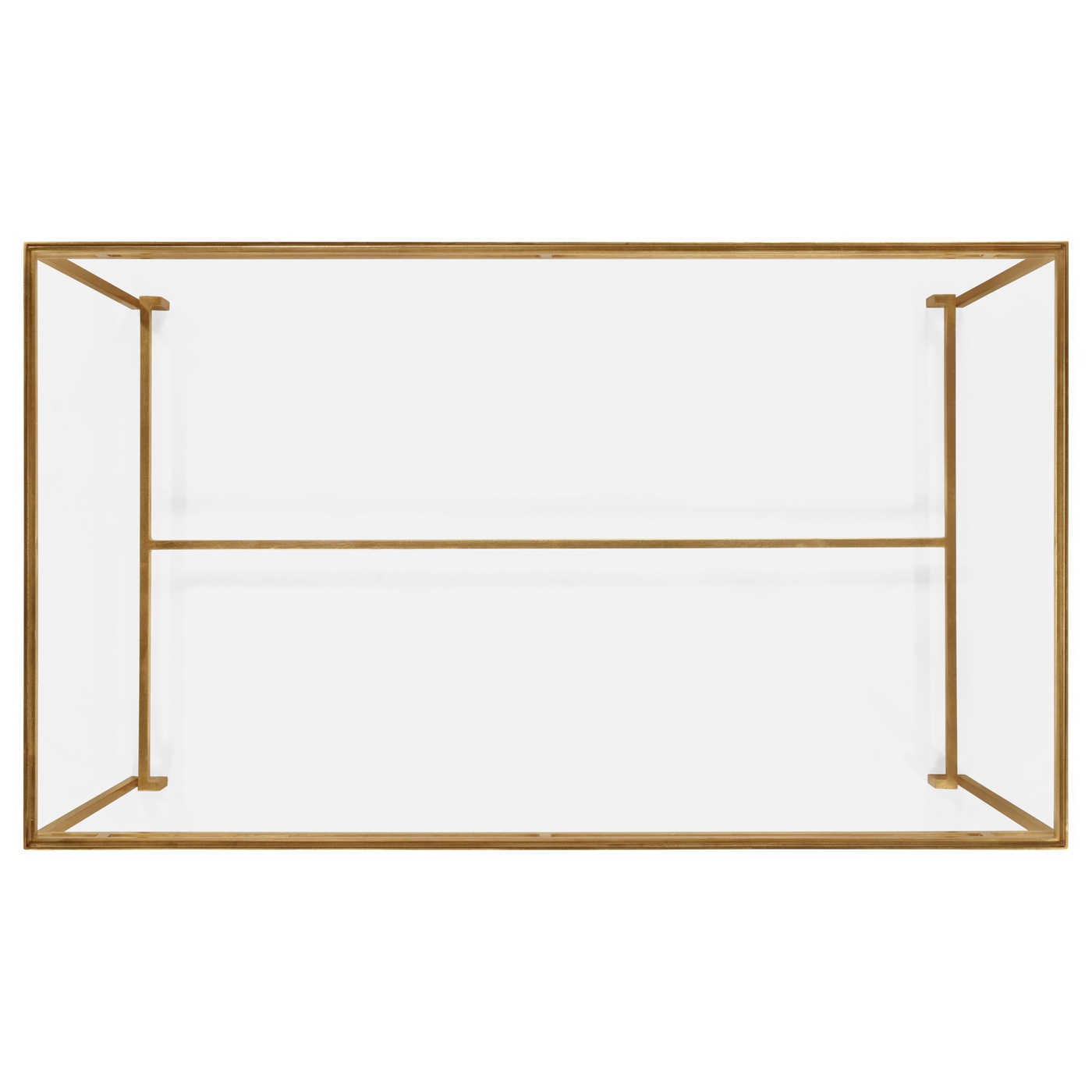 Gilded Iron Rectangular Coffee Table with Clear Glass Top