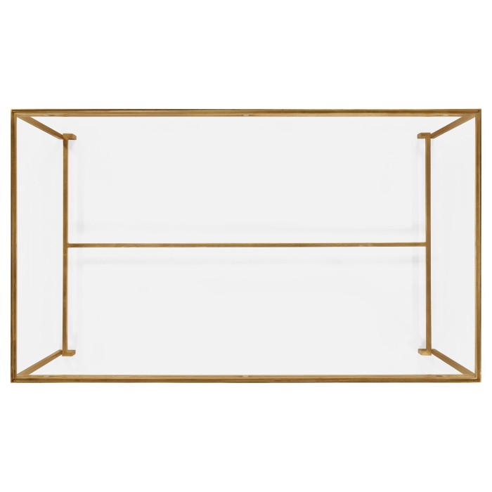 Gilded Iron Rectangular Coffee Table with Clear Glass Top