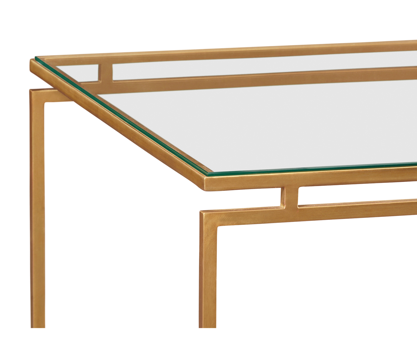 Gilded Iron Rectangular Coffee Table with Clear Glass Top