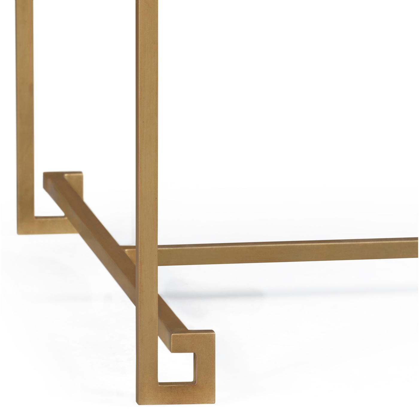 Gilded Iron Rectangular Coffee Table with Clear Glass Top