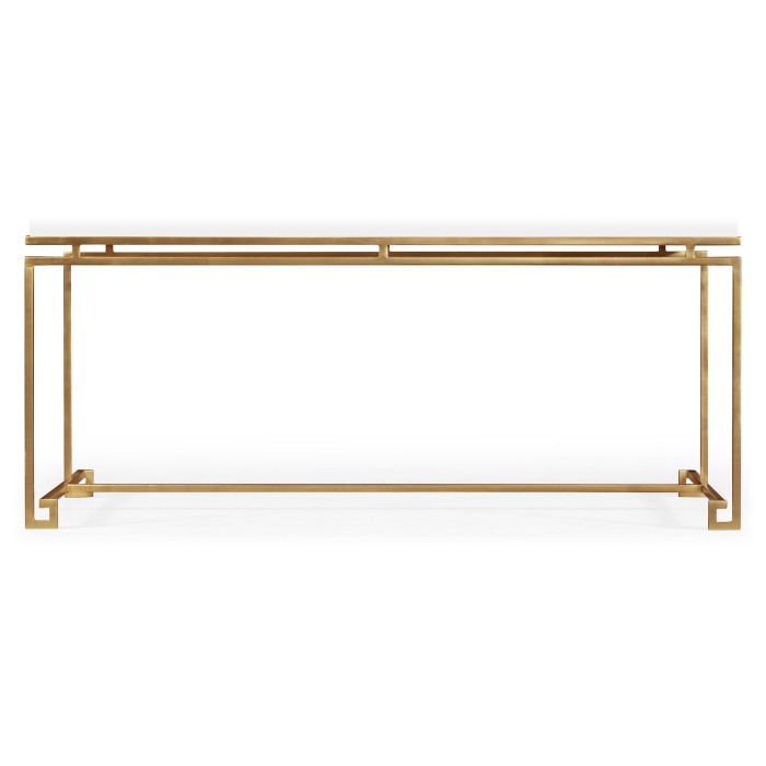 Gilded Iron Rectangular Coffee Table with Biancaneve Top