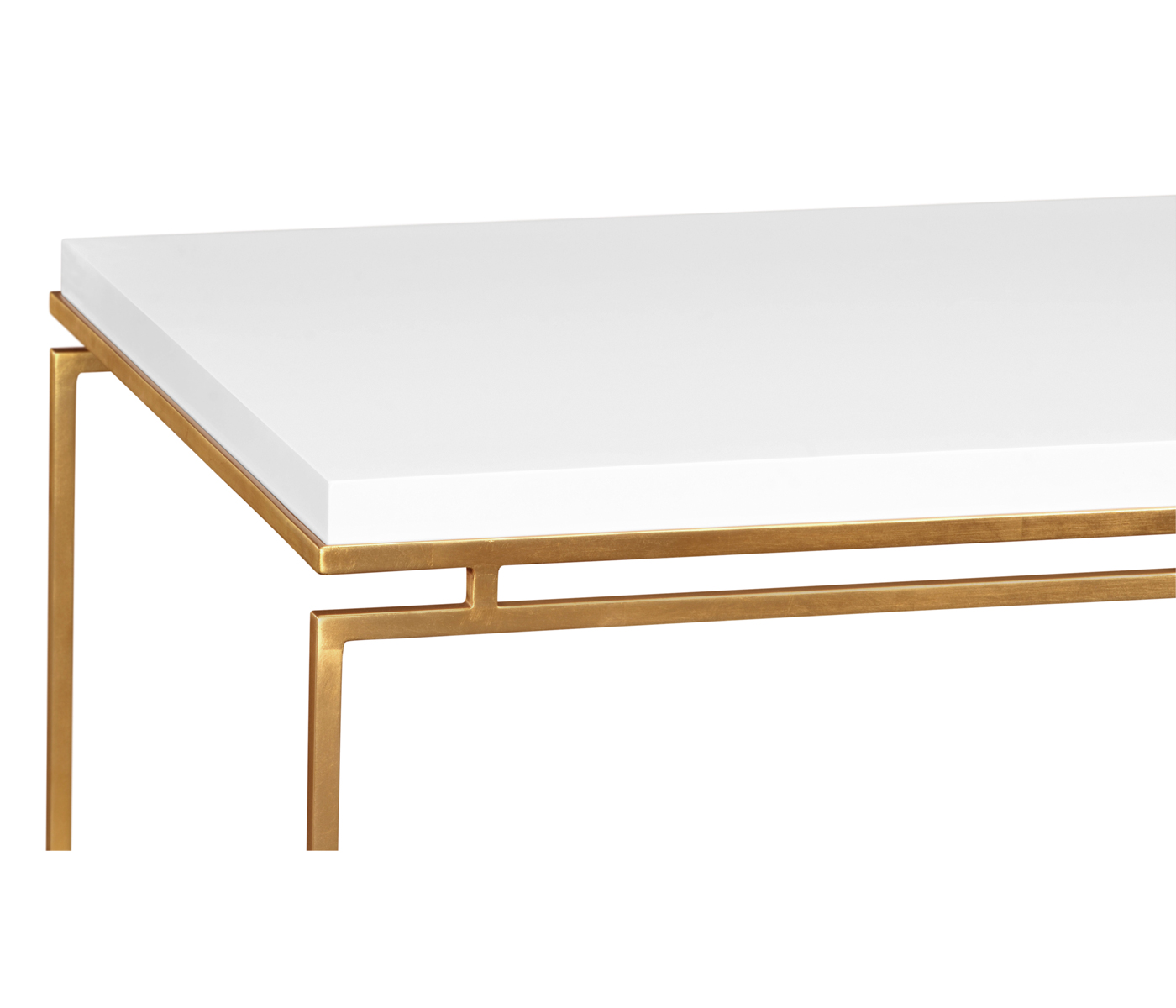 Gilded Iron Rectangular Coffee Table with Biancaneve Top