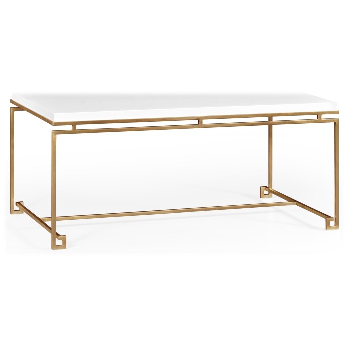 Gilded Iron Rectangular Coffee Table with Biancaneve Top