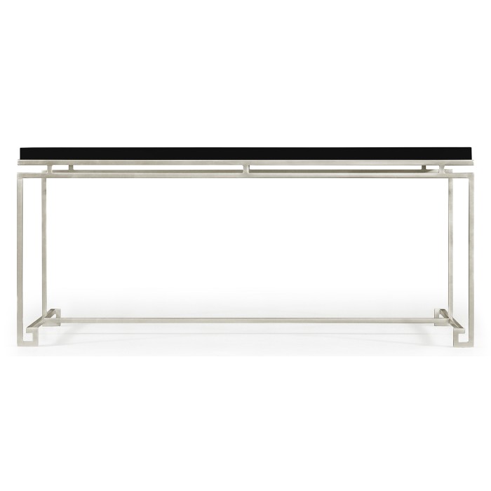 Silver Iron Rectangular Coffee Table with Smoky Black Top