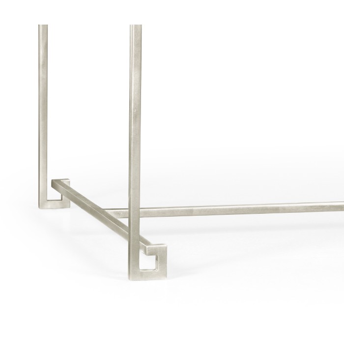 Silver Iron Rectangular Coffee Table with Smoky Black Top