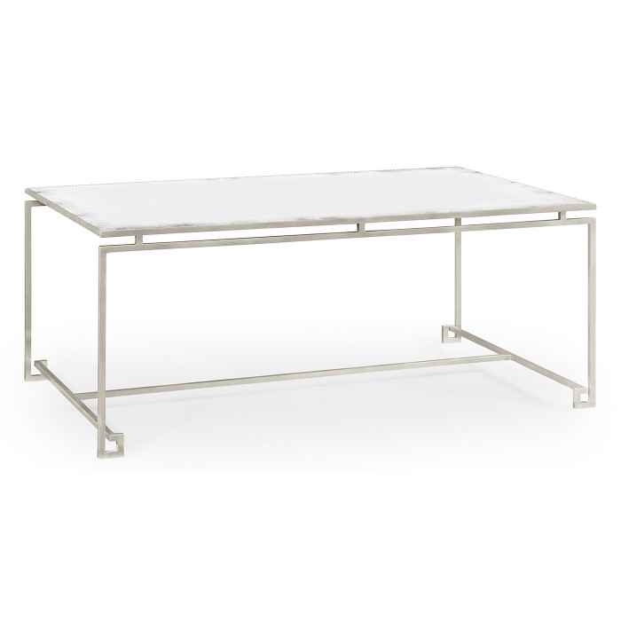 Silver Iron Rectangular Coffee Table with An Antique Glass Top