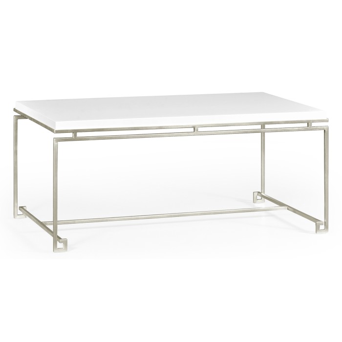 Silver Iron Rectangular Coffee Table with Biancaneve Top