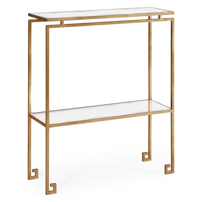 Gilded iron small narrow console table