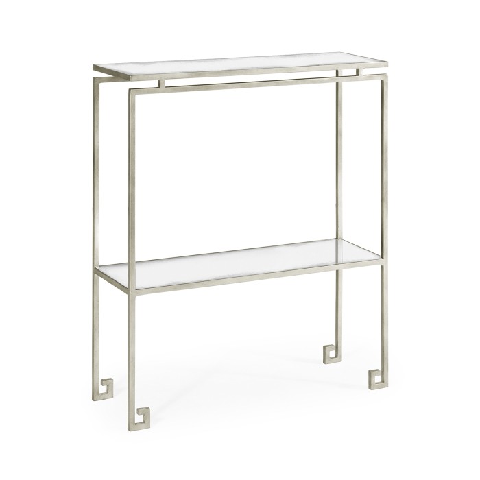 Silver iron small narrow console table