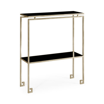 Silver iron small narrow console table
