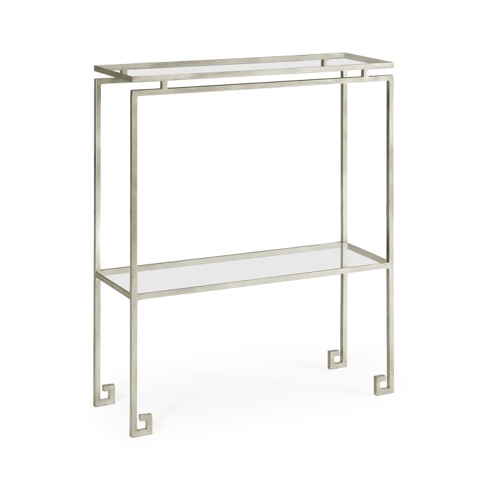 Silver iron small narrow console table