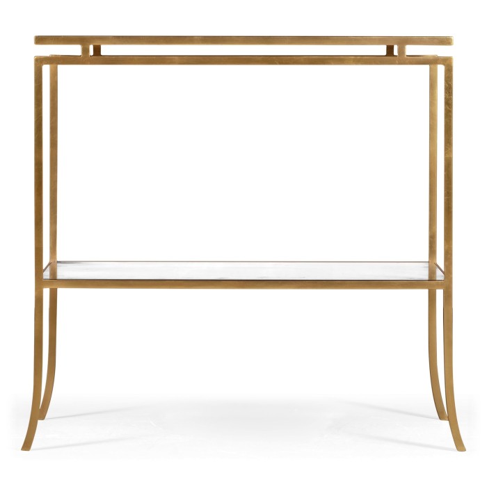 Gilded Iron Rectangular Side Table with An Antique Glass Top
