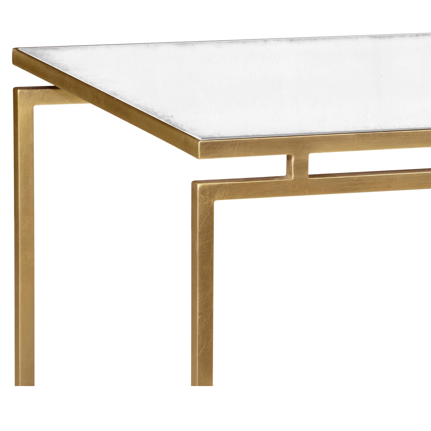 Gilded Iron Rectangular Side Table with An Antique Glass Top