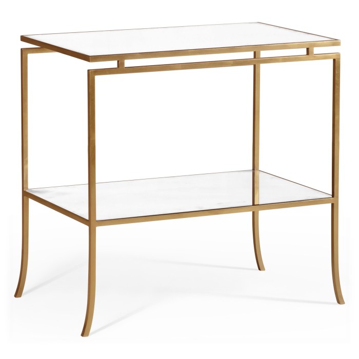 Gilded Iron Rectangular Side Table with An Antique Glass Top
