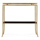 Gilded Iron Rectangular Side Table with A Black Glass Top