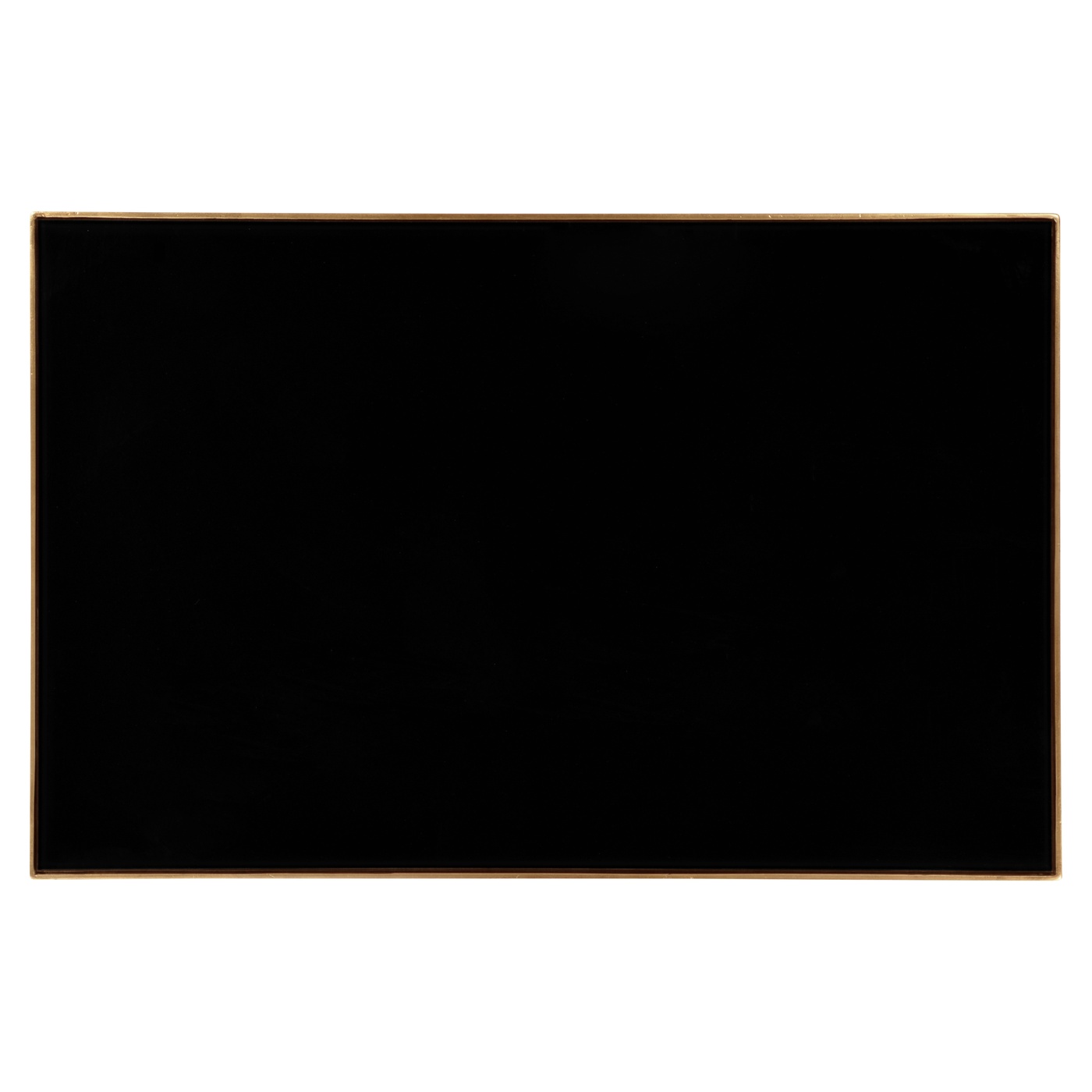 Gilded Iron Rectangular Side Table with A Black Glass Top