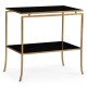 Gilded Iron Rectangular Side Table with A Black Glass Top