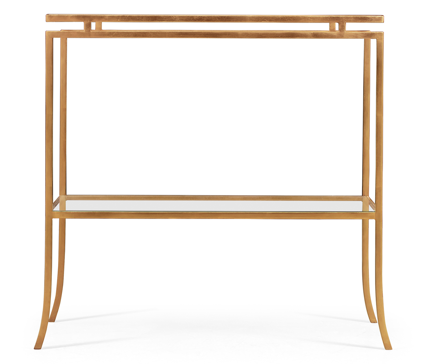 Gilded Iron Rectangular Side Table with A Clear Glass Top