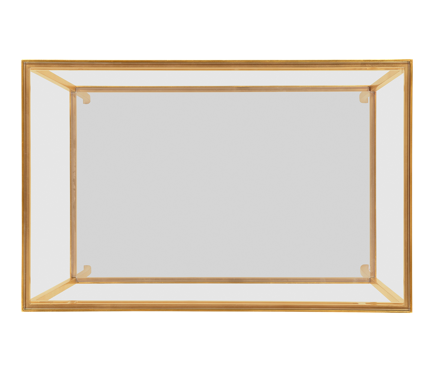 Gilded Iron Rectangular Side Table with A Clear Glass Top