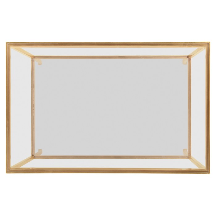 Gilded Iron Rectangular Side Table with A Clear Glass Top