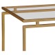Gilded Iron Rectangular Side Table with A Clear Glass Top