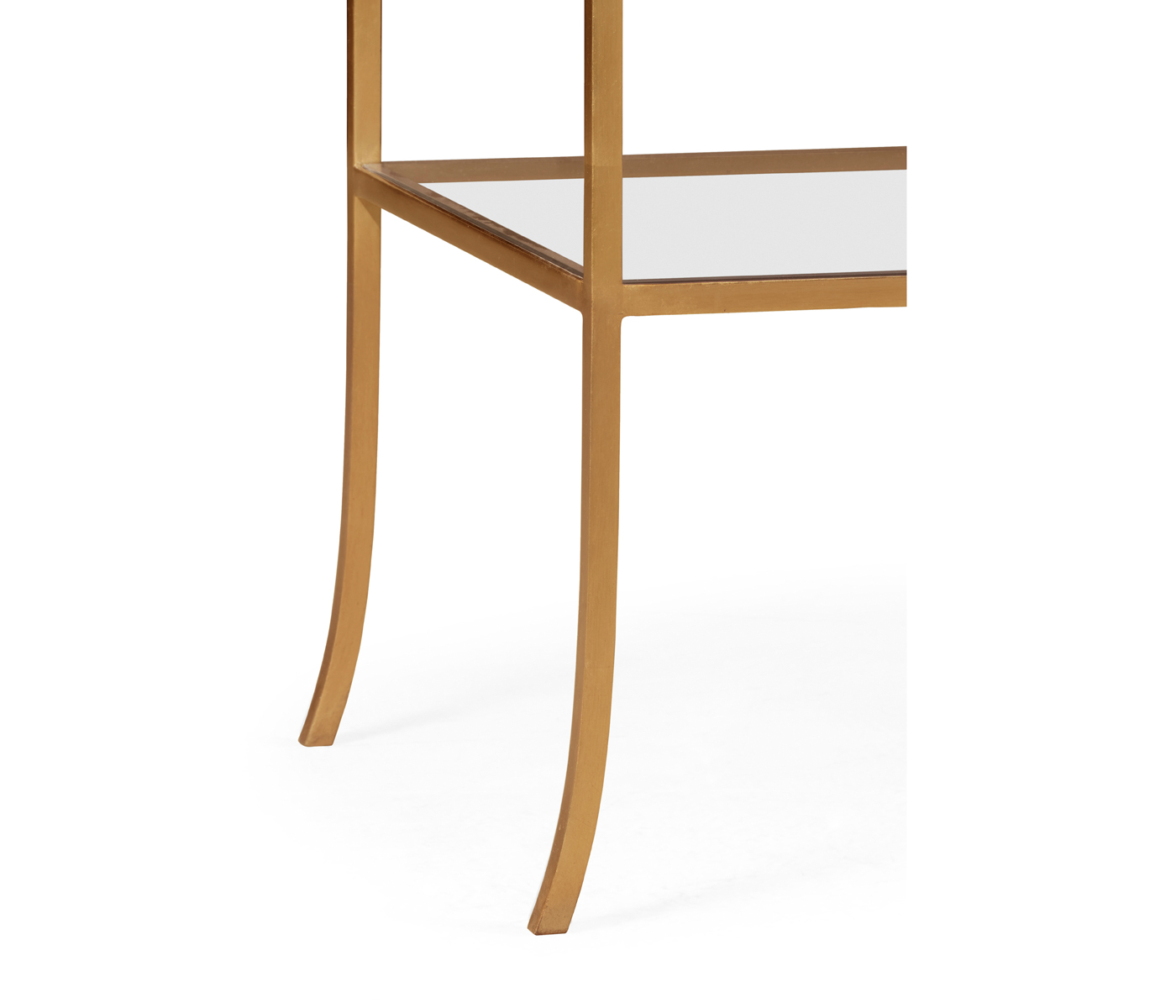 Gilded Iron Rectangular Side Table with A Clear Glass Top